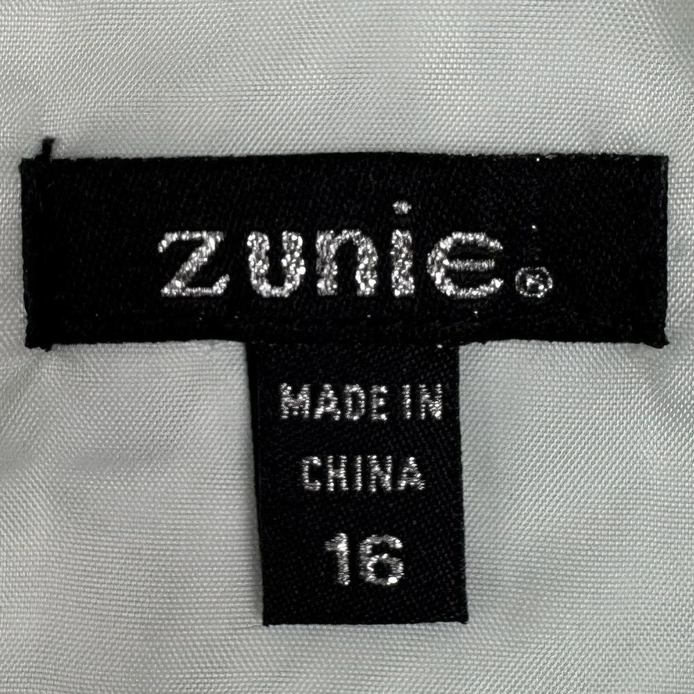 Zunie Girls Puff Sleeve Floral Square Neck‎ Dress Size 16 Sheer Lined Fairy